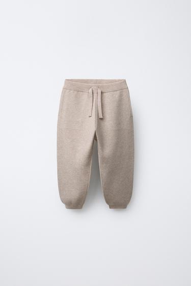 KNITTED JOGGING TROUSERS - Sand by Zara