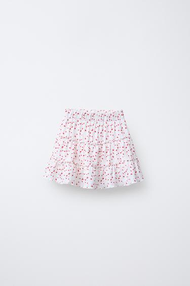 PRINTED TEXTURED BERMUDA SKORT - Red by Zara