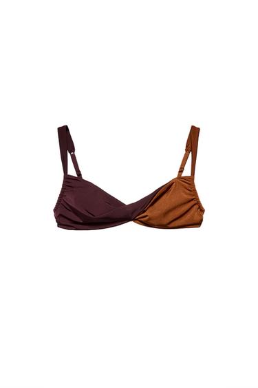 COMBINED BIKINI TOP WITH SIDE GATHERS - Brown by Zara