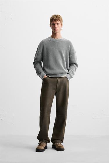 RIBBED WASHED SWEATER - Grey by Zara - Image 0