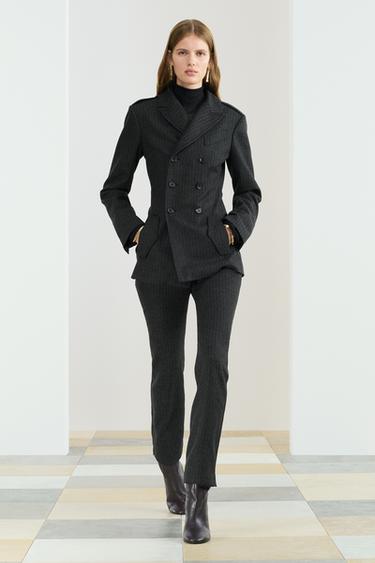 SKINNY STRIPED TROUSERS - Dark grey by Zara