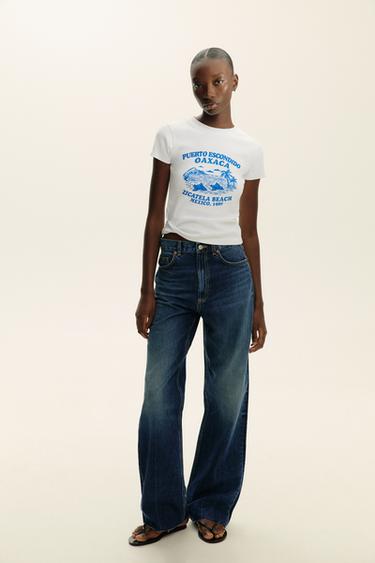 T-SHIRT WITH TEXT PRINT - White by Zara - Image 0