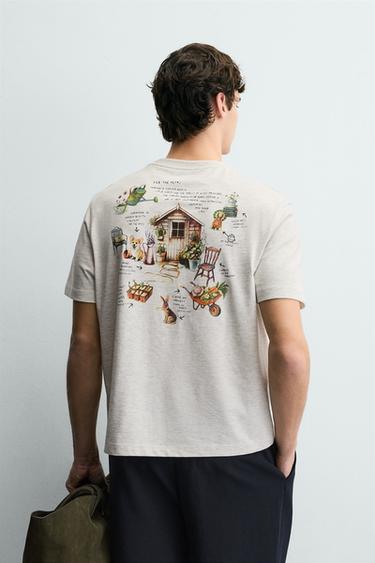 CONTRAST PRINT T-SHIRT - Grey marl by Zara