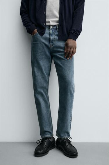SLIM TAPERED FIT JEANS - Blue / Green by Zara