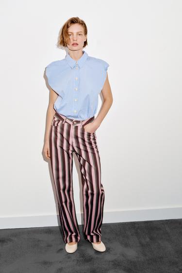 PUFF SLEEVE SHIRT - Blue/White by Zara