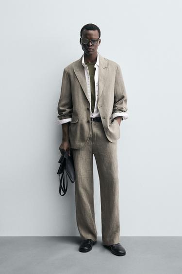 WASHED 100% LINEN SUIT BLAZER - Mink by Zara - Image 0