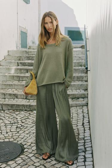 WIDE FLOWING TROUSERS - Khaki by Zara