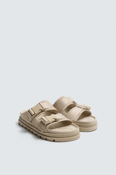 CHUNKY LEATHER SANDALS - Beige by Zara