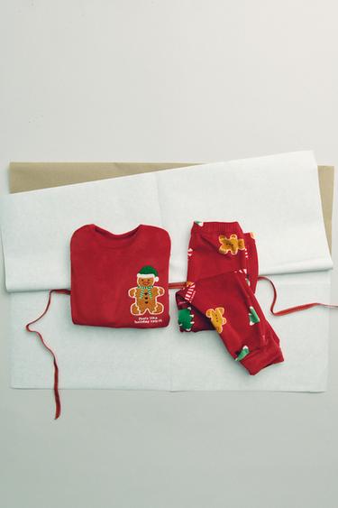 2-6 YEARS/ VELOUR COOKIE PATCH PYJAMAS - Red by Zara