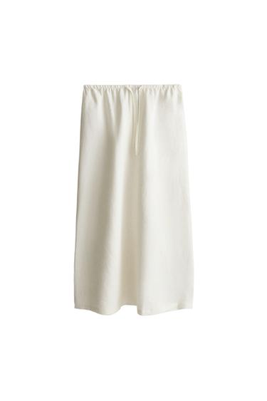 LONG LINEN SKIRT - Ecru by Zara