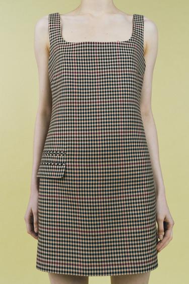 ZW COLLECTION SHORT CHECK DRESS - Beige-brown by Zara