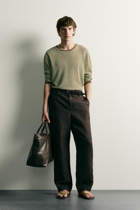 STRIPED JACQUARD LIGHTWEIGHT JUMPER - Brown / Green by Zara - Image 0