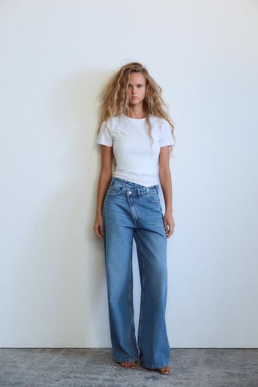 HIGH-WAIST WIDE-LEG TRF JEANS - Blue by Zara