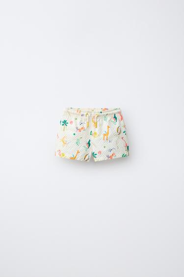 2-6 YEARS/ ANIMAL PRINT SWIM SHORTS - Ecru by Zara
