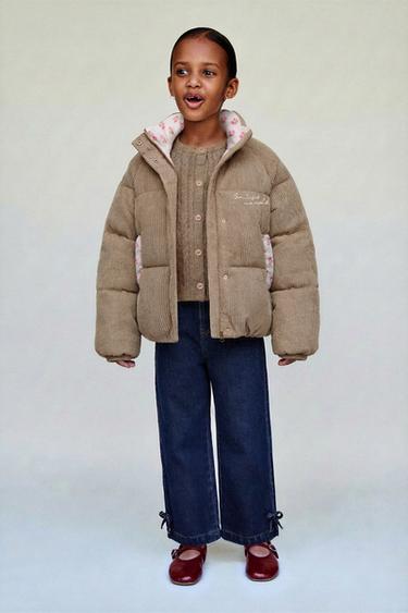 PATCHWORK CORDUROY PUFFER JACKET - camel by Zara