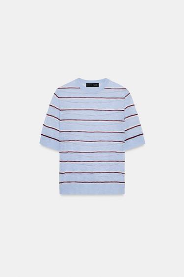 EXTRA FINE WOOL BLEND STRIPED TOP - Blue by Zara