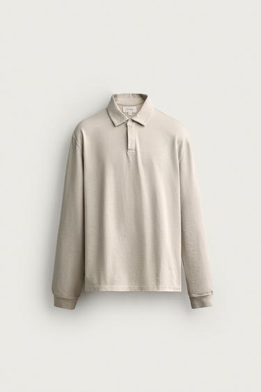 LIGHTWEIGHT REGULAR FIT POLO SWEATSHIRT - Sand by Zara