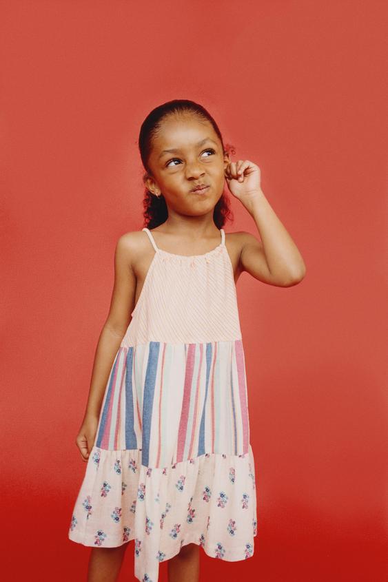 STRIPED AND FLORAL PANELLED DRESS - Multicoloured by Zara - Image 0