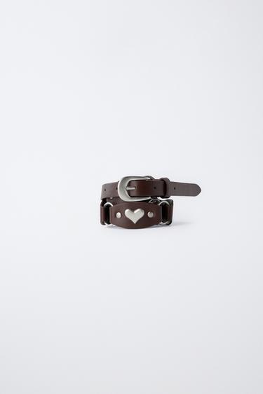 HEART APPLIQUÉ BELT - Brown by Zara