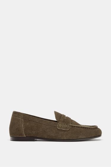 SPLIT SUEDE LOAFERS - Taupe Grey by Zara