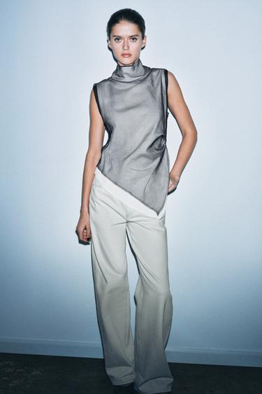 CONTRAST DOUBLE EFFECT TOP - Black / White by Zara - Image 0