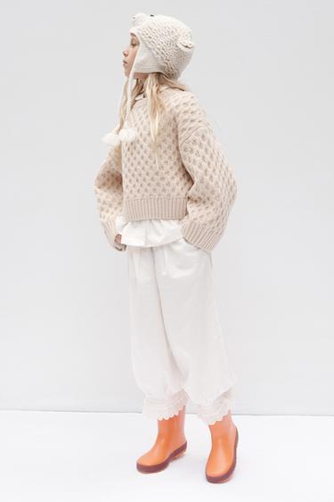 LIMITED EDITION CABLE-KNIT JUMPER - Ecru by Zara