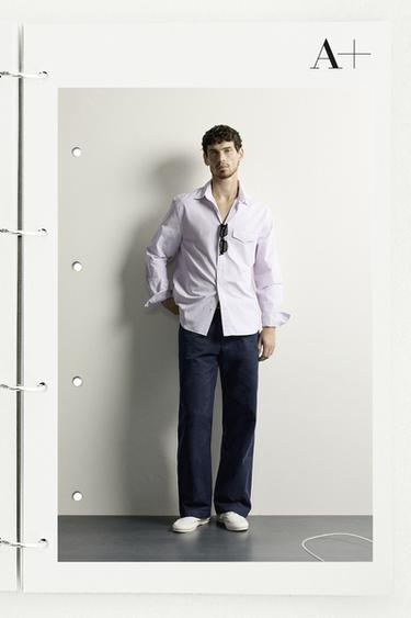 STRIPED REGULAR FIT SHIRT - Lilac / White by Zara