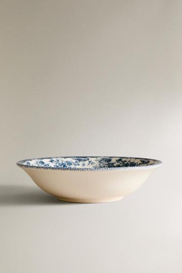FLORAL EARTHENWARE BOWL - Blue by Zara