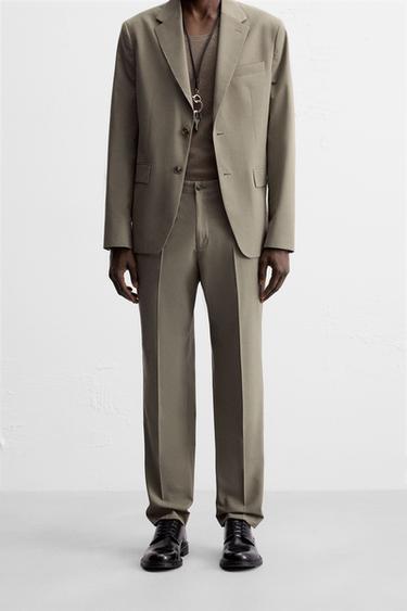 TEXTURED SUIT TROUSERS - Brown / Taupe by Zara