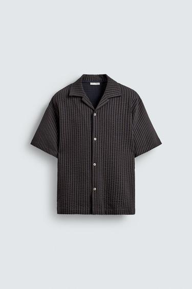 SEERSUCKER COMFORT SHIRT - Brown-Blue by Zara