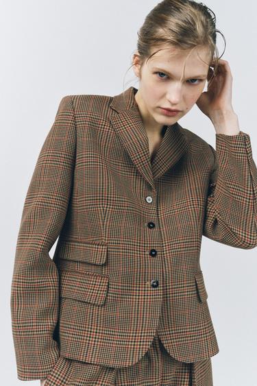ZW COLLECTION CHECK BLAZER - Light brown by Zara