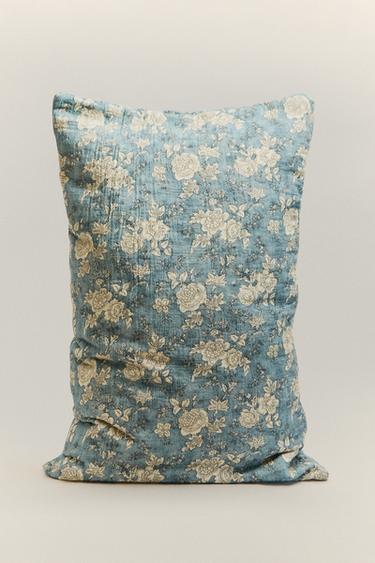 FLORAL PRINT CUSHION COVER - Grey / Blue by Zara