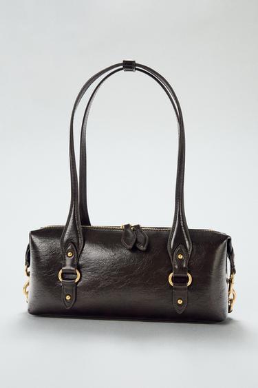 SHOULDER BAG WITH METALLIC DETAILS - Burgundy Red by Zara