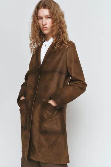100% LEATHER COAT ZW COLLECTION LIMITED EDITION - Light brown by Zara