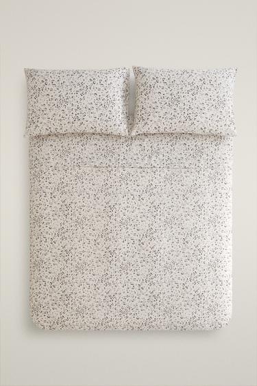 ANIMAL PRINT COTTON SATEEN DUVET COVER (300 THREAD COUNT) - Ecru by Zara