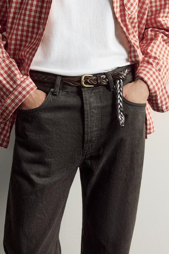 AARON LEVINE X ZARA BRAIDED LEATHER BELT - Brown by Zara - Image 0