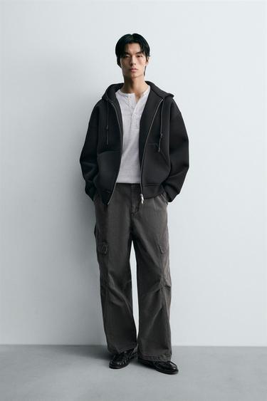 NEOPRENE-EFFECT HOODIE - Black by Zara