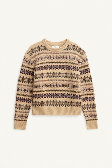LIMITED EDITION GEOMETRIC JACQUARD SWEATER - Beige by Zara