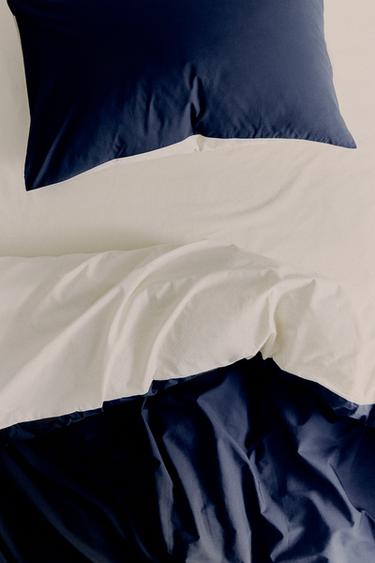 REVERSIBLE PERCALE BED LINEN SET (200 THREAD COUNT) - Blue by Zara