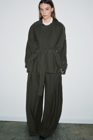 ZW COLLECTION SHORT FLOWING TRENCH COAT - Khaki by Zara