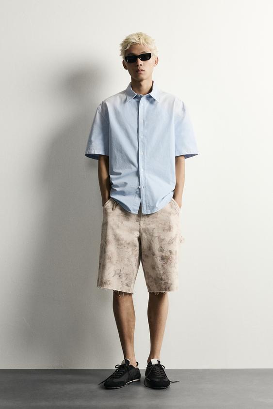 WASHED FLORAL PRINT CARPENTER SHORTS - Multicoloured by Zara - Image 0