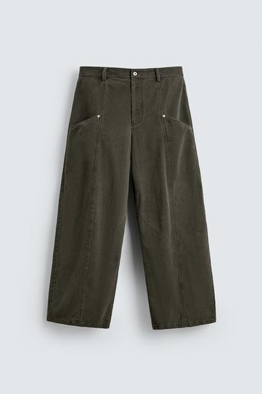 WIDE-LEG TROUSERS WITH TWISTED SEAMS - Khaki by Zara