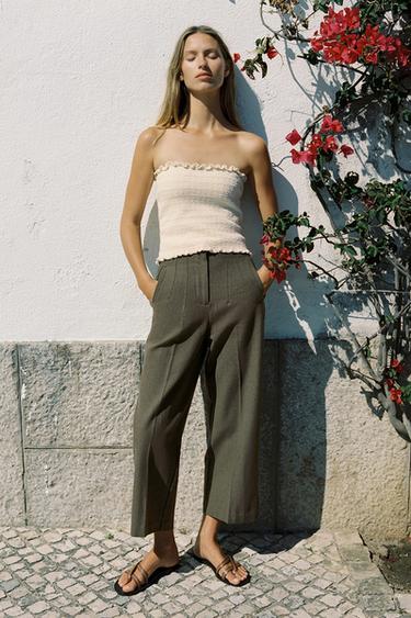 RUSTIC STRAIGHT-LEG TROUSERS - Khaki by Zara
