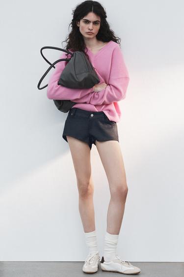 TRF LOW-RISE DENIM MINI SHORTS - Chocolate by Zara