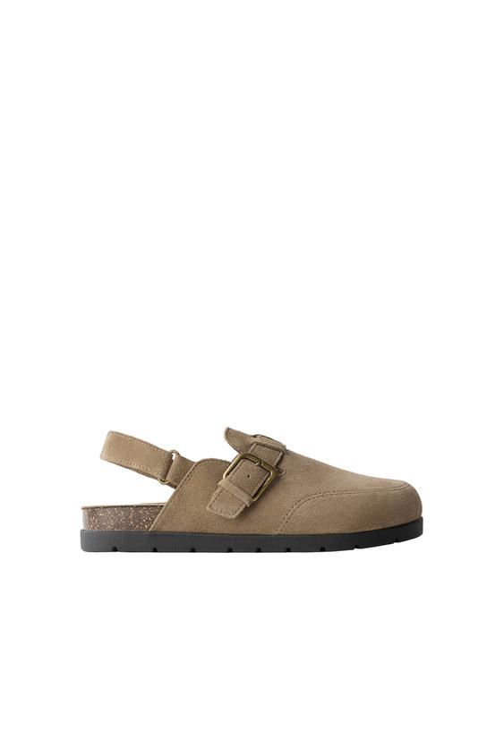 SPLIT SUEDE CLOGS - Sand Brown by Zara - Image 0
