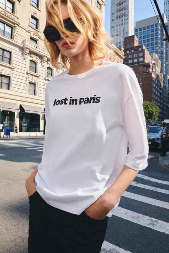 SLOGAN T-SHIRT - Oyster-white by Zara - Image 0