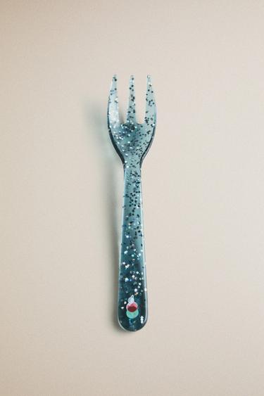CHILDREN'S GLITTER TRITAN™ FORK WITH STARS - Blue by Zara