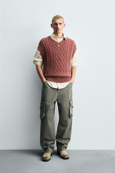 CABLE-KNIT TEXTURED VEST - Brick by Zara - Image 0