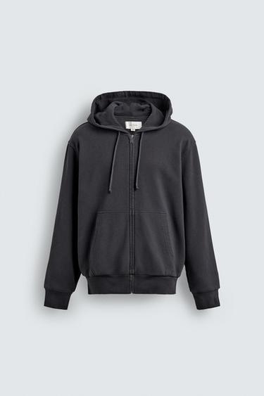 HOODIE WITH ZIP - Dark navy by Zara