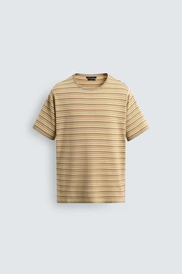 STRIPED JACQUARD T-SHIRT - Yellow by Zara